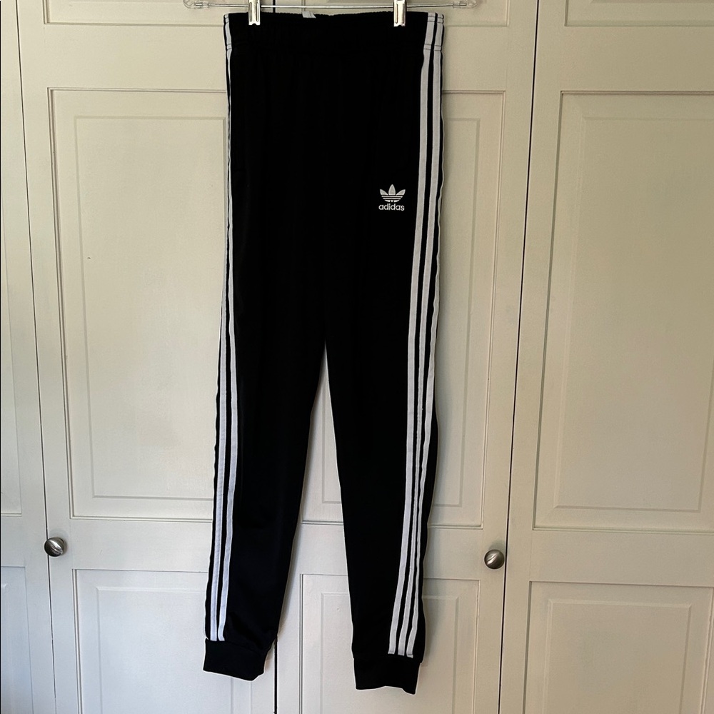 Adidas Kids Black Sweatpants with White Accents - Boys XL